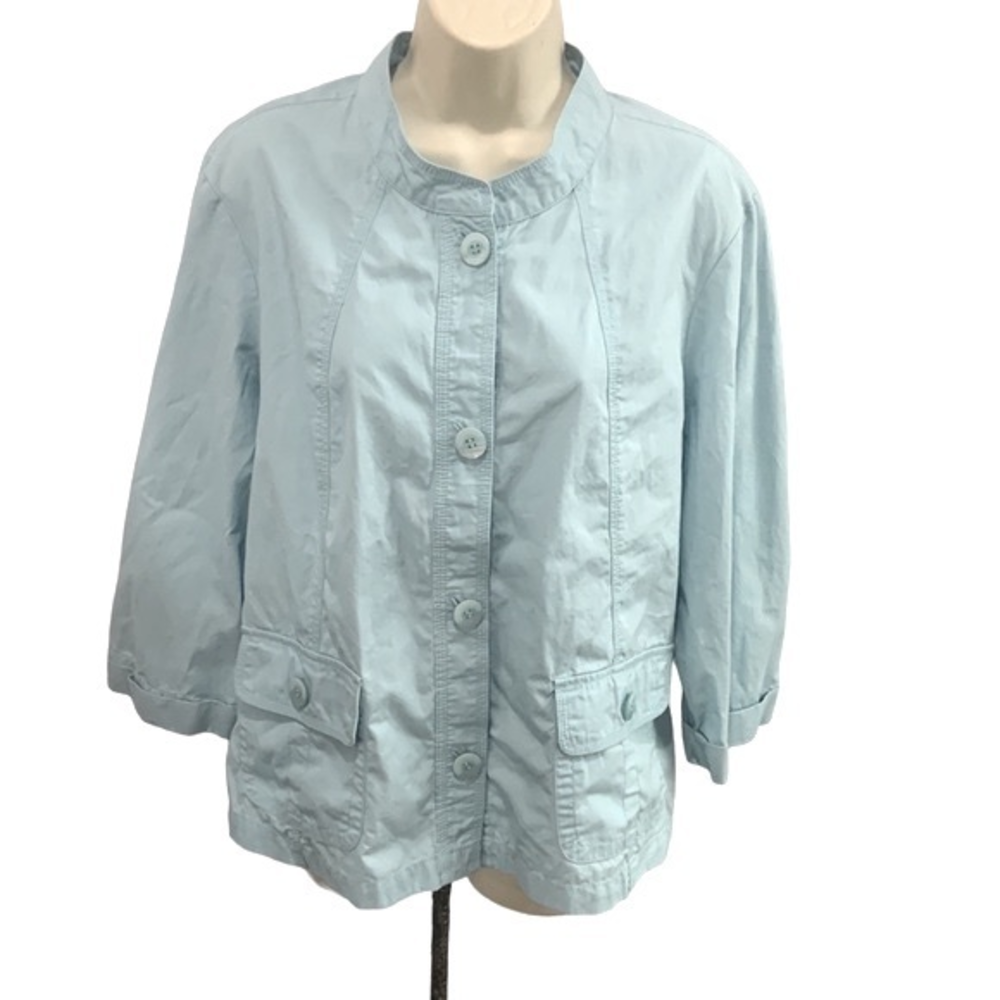 Appleseed Women’s Light Blue Button‎ Down Top Size XL 2 Pockets Jacket
